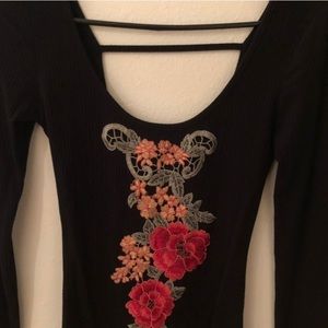 Black LF Floral Bodysuit